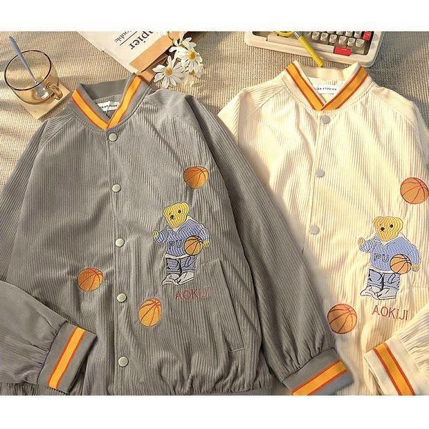 Áo Khoác Nhung Unisex Aokiji Gấu Túi Trong Cặp Đôi ĐẸP Áo Bomber Nhung Gân Chống Nắng- Nam nữ Couple Jacket