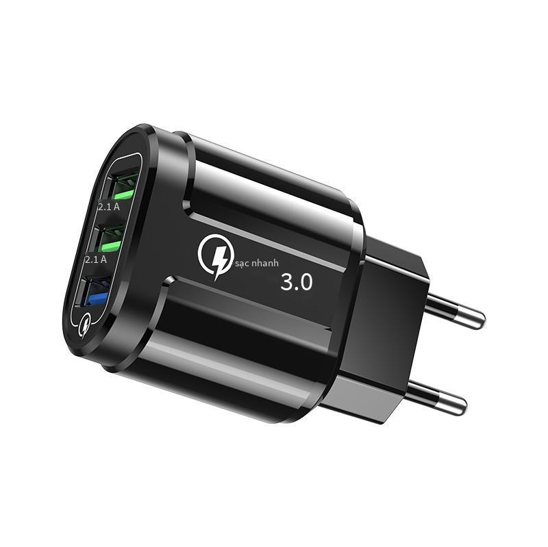Giá ưu đãi Tiêu chuẩn Châu Âu ba cổng usb đa cổng sạc nhanh QC3.0 đầu sạc du lịch 18W tiêu chuẩn Mỹ tiêu chuẩn Anh Bộ sạc du lịch 18W