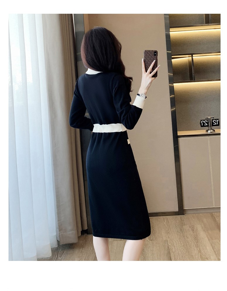 Váy Len Dệt Kim Cổ Ve Ngọt Ngào AL107 - Hàng Quảng Châu Cao Cấp