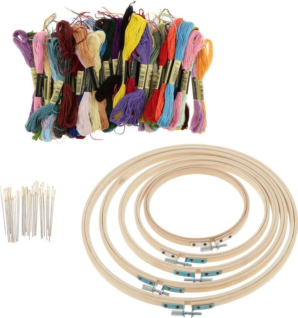 Đầy Đủ các Thêu Bộ Khởi Đầu Chữ Thập Bộ Dụng Cụ Bao Gồm 100 Sợi Tre Thêu Vòng Kim