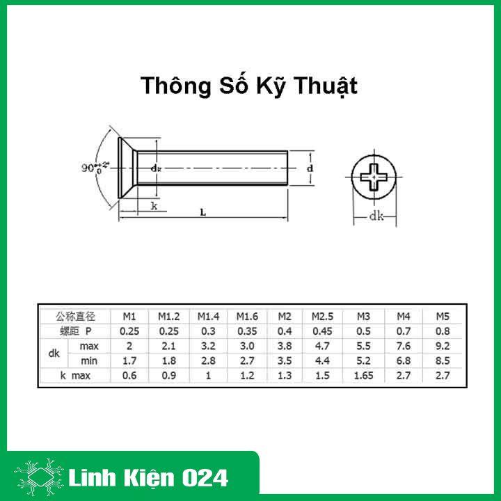 Ốc M2, M2.5, M5 đủ loại 6mm-8mm-20mm ốc bắt động cơ vít bake đầu bằng thân bu lông inox 304