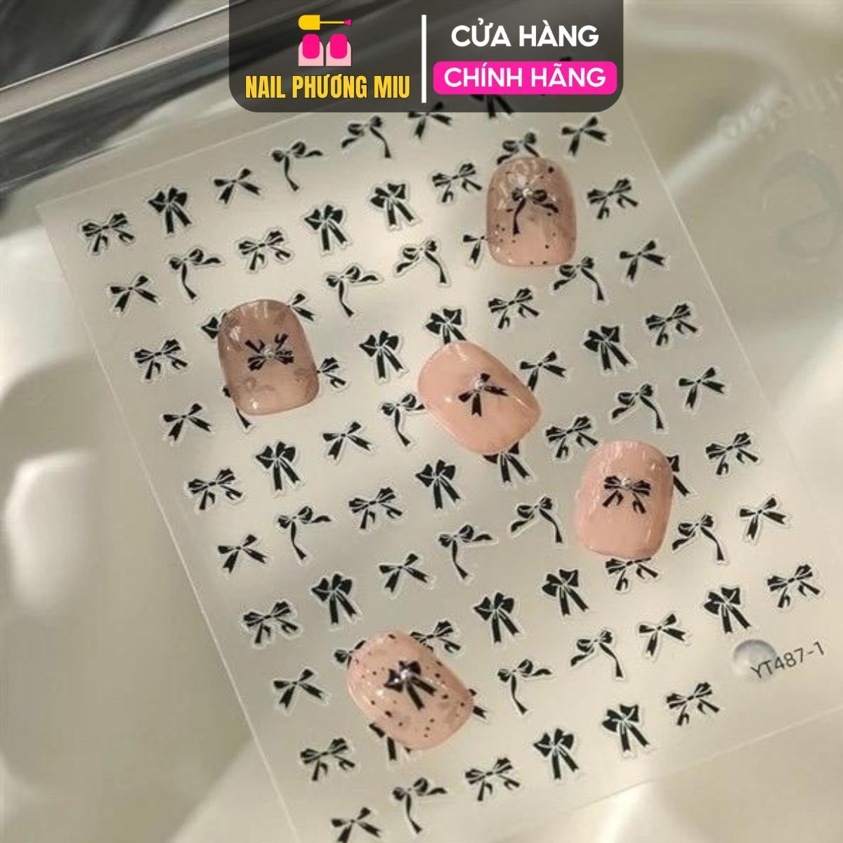 Sticker Nơ Đen 3D Mix Kiểu Lụa Nổi SJY1095 Siêu Hot Trang Trí Móng Siêu Xinh Làm Nail dán Phong Cách Hàn Quốc Nữ Women