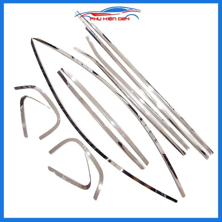 Bộ nẹp viền chân kính cong kính Wigo Inox sáng bóng chuẩn form xe