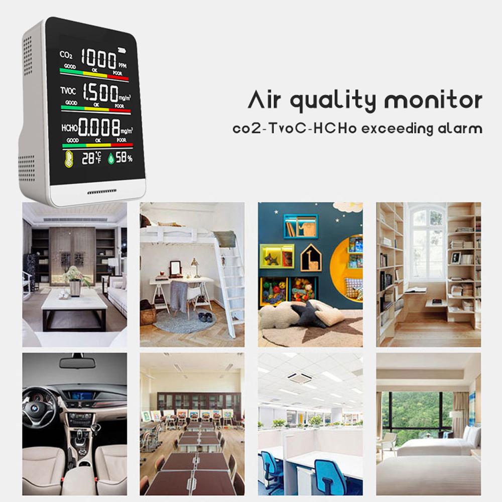 CO2 Detector TVOC HCHO Temperature Humidity Detecting Tool Intelligent Home Life Desktop Indoor Outdoor High Precisions