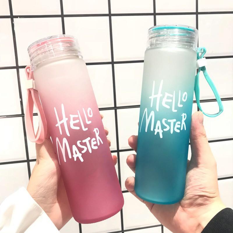 Bình Đựng Nước Thủy Tinh Hello Master 400ML Giao Màu Ngẫu Nhiên