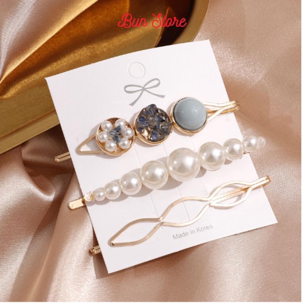 Set 3 Kẹp tóc đính ngọc phong cách Hàn Quốc xinh xắn cho nữ