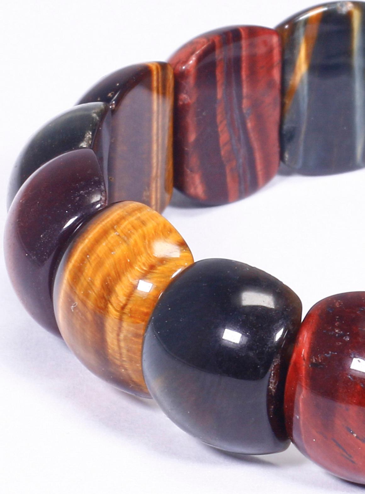 Vòng tay đá mắt hổ tam tài bản tròn - Ngọc Quý Gemstones