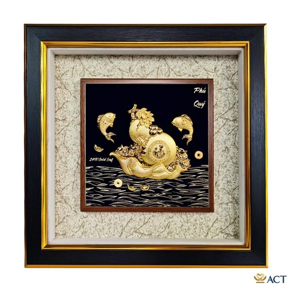 Tranh cá chép và quả hồ lô 35x35 cm-Qùa tặng tân gia, khai trưng, thăng chức, sinh nhật, lễ, tết,...