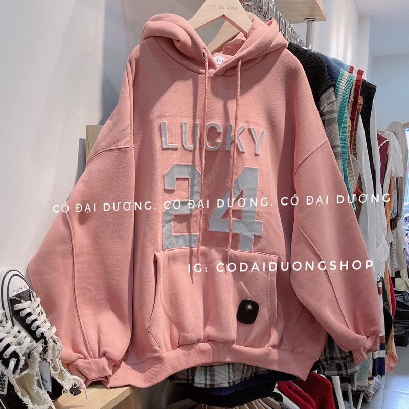 áo nỉ hoodie số 24 - 3(be đậm),freesize dưới 65kg