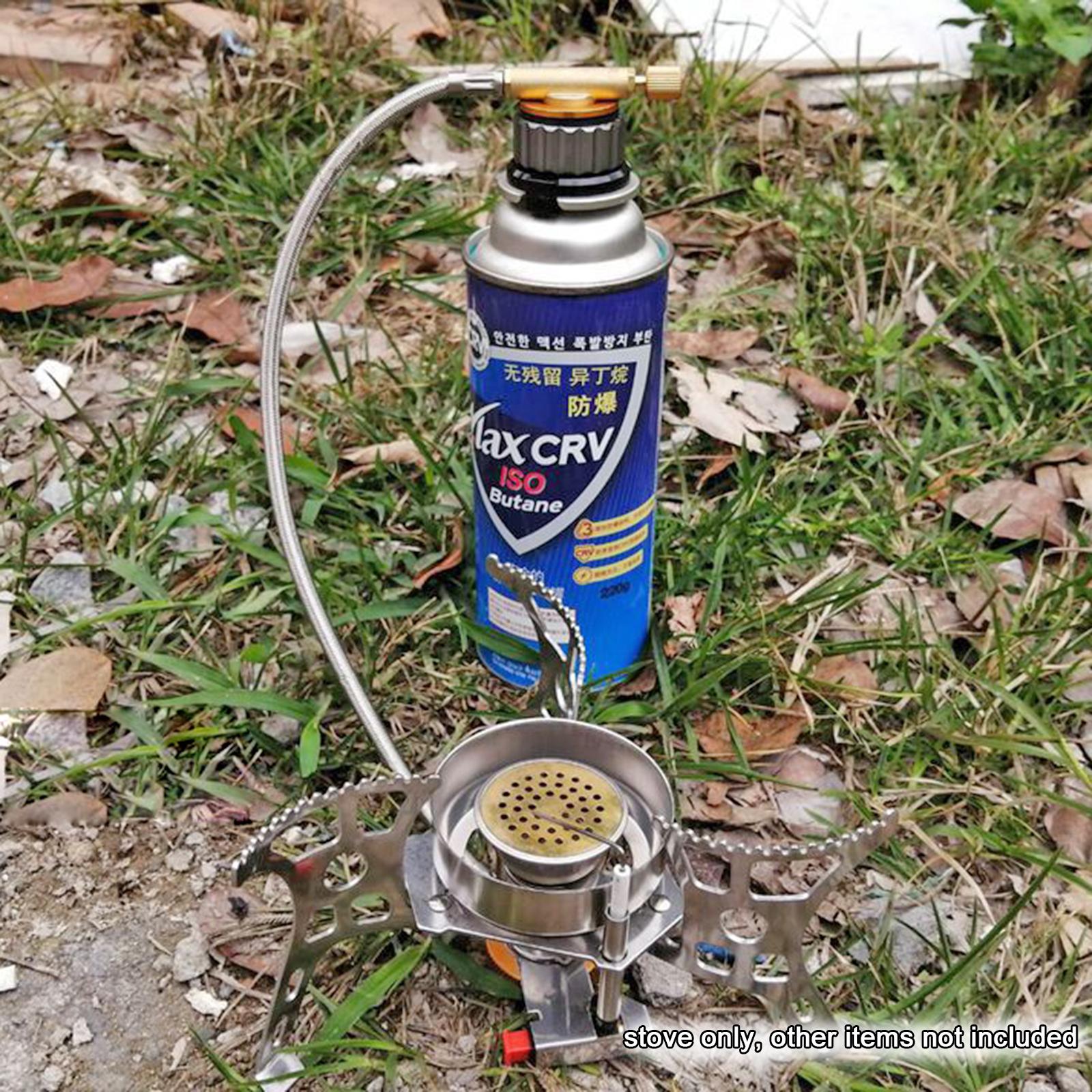 Bếp ga mini cắm trại với Giá đỡ bằng thép không gỉ dày, gấp đa hướng giúp hỗ trợ tốt, chắc chắn và ổn định, Ống dẫn khí bằng đồng, hiệu suất làm kín tốt, bảo mật cao.
