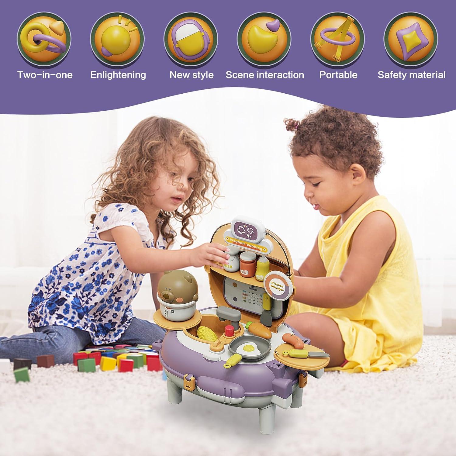 Đồ Chơi Ba Lô Nhà Bếp Gấu Xinh Xắn - Bear Magic Backpack Kitchen - Toys&amp;Joys HY-21 (26 Chi Tiết)