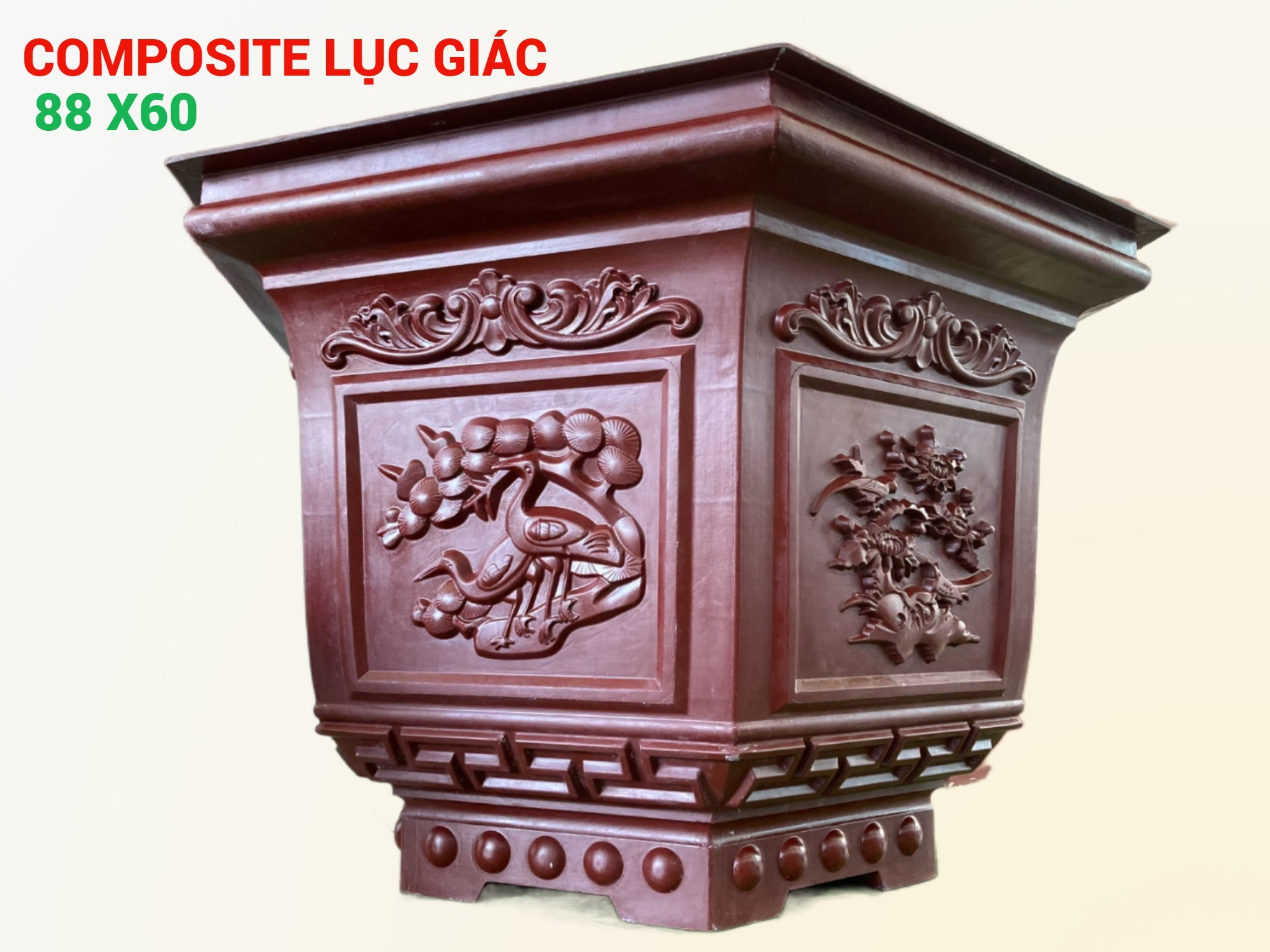 Chậu composite LỤC GIÁC 88*60cm trồng cây cảnh siêu bền