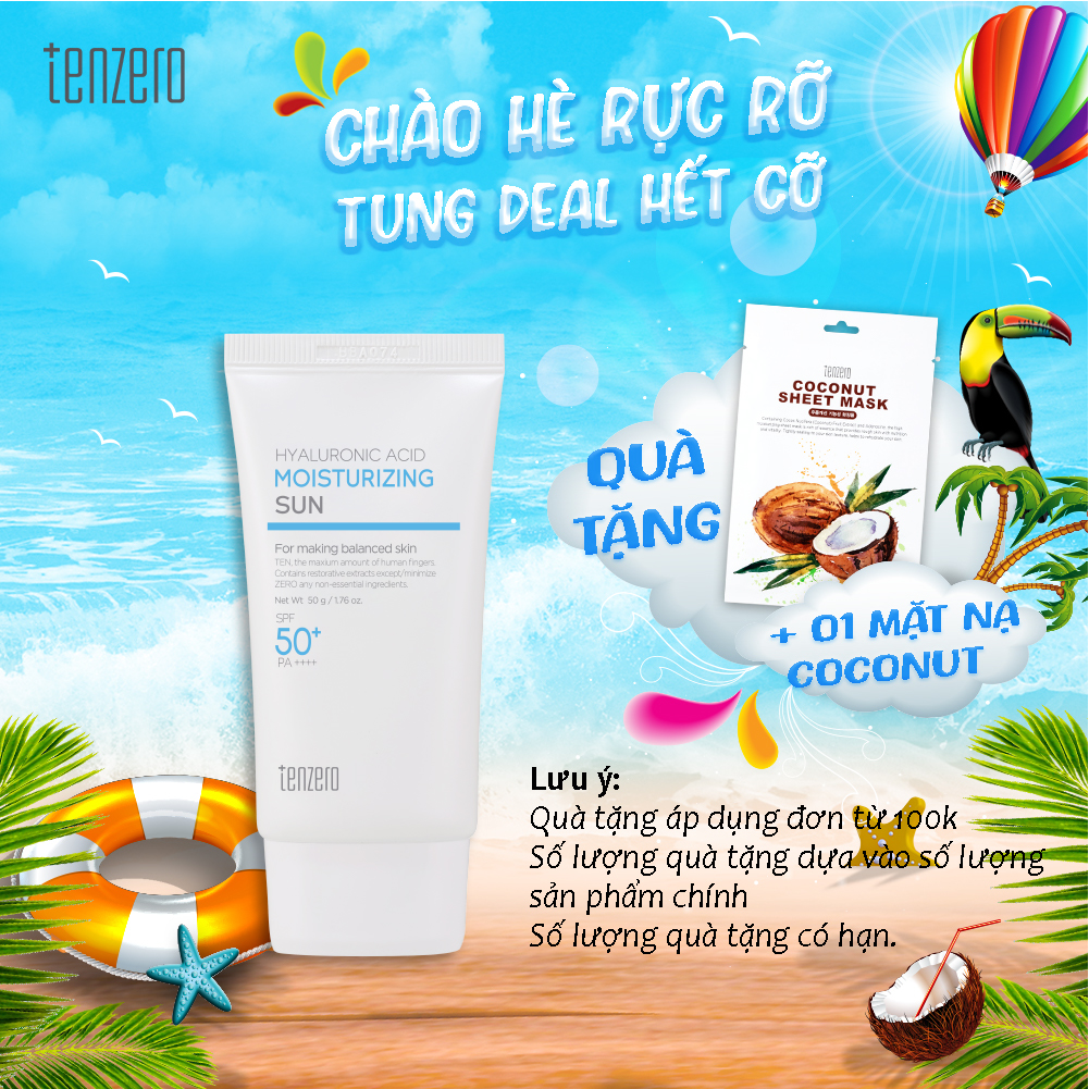 Kem chống nắng SPF50 PA ++++ kết hợp dưỡng ẩm Tenzero Hyaluronic Acid Moisturizing Sun 50g