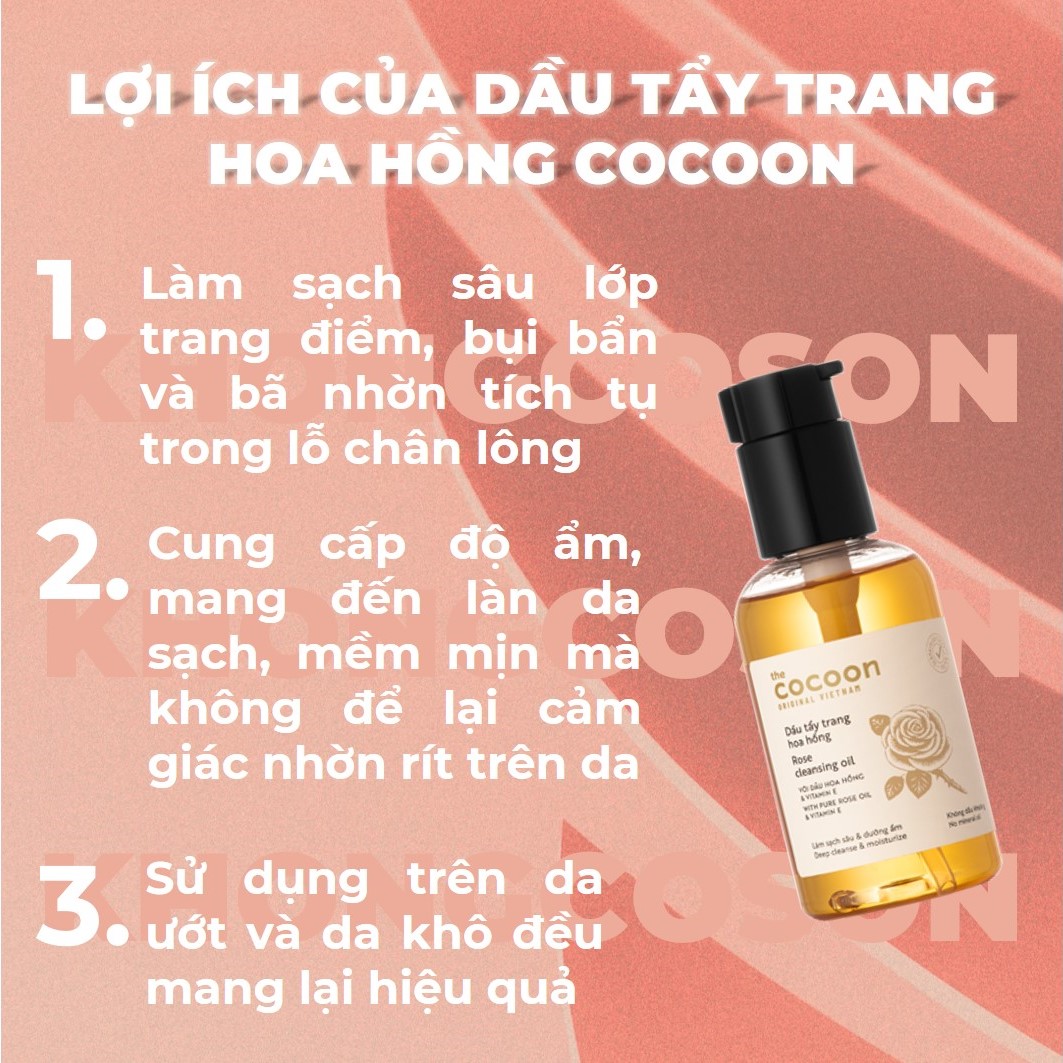 Dầu Tẩy Trang Hoa Hồng Cocoon Cleasing Oil 140ml + Tặng Kèm Túi Cói Thời Trang