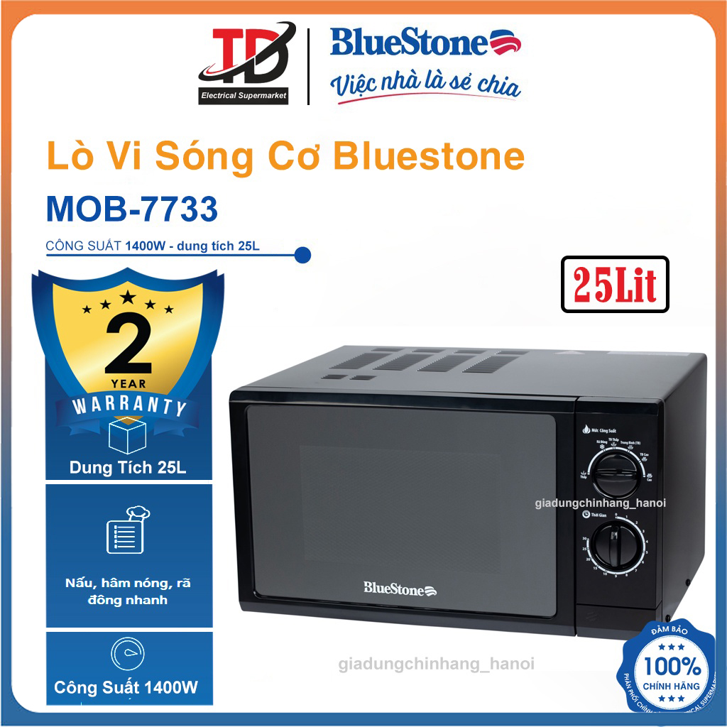 Lò vi sóng Bluestone MOB-7733 25 lít - Công Suất 1400W - Hàng Chính Hãng