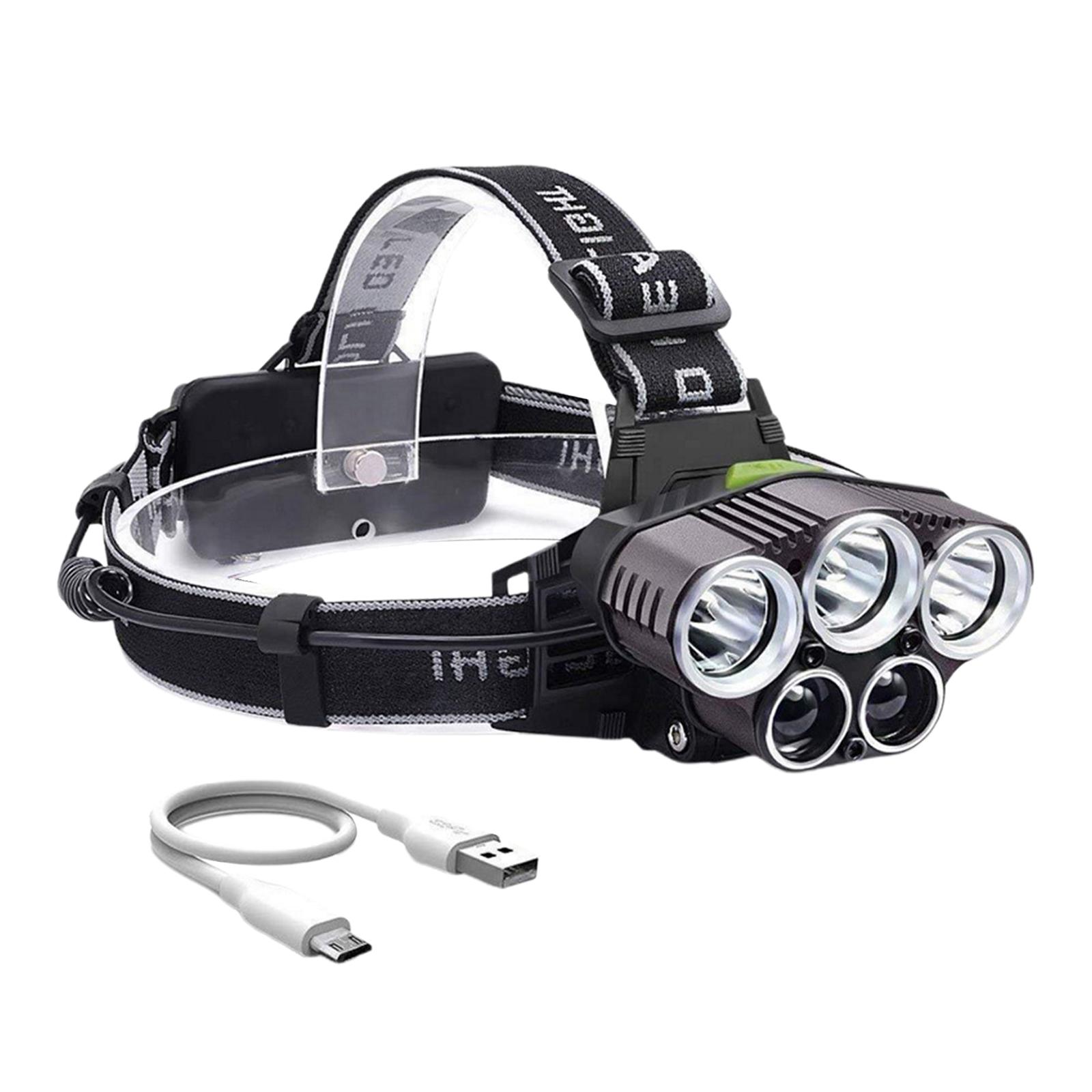 Lightweight USB Rechargeable Adjustable 6 Modes Headlamp for Camping Fishing