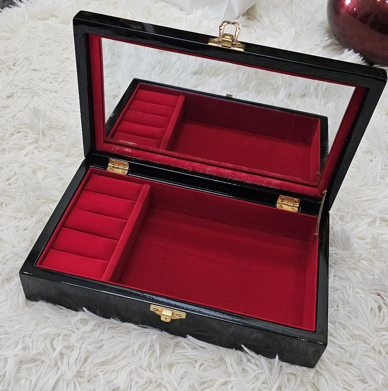 Hộp nữ trang sơn mài cẩn ốc chìm Cao Cấp size 14x24x6 cm đựng đồ trang sức, vật dụng nhỏ xinh, trang trí, làm quà tặng ý nghĩa