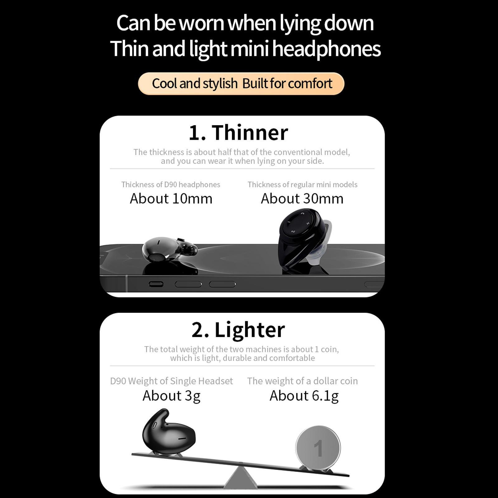 Portable earphones with 500mAh Charging Case for Sleeping Travel