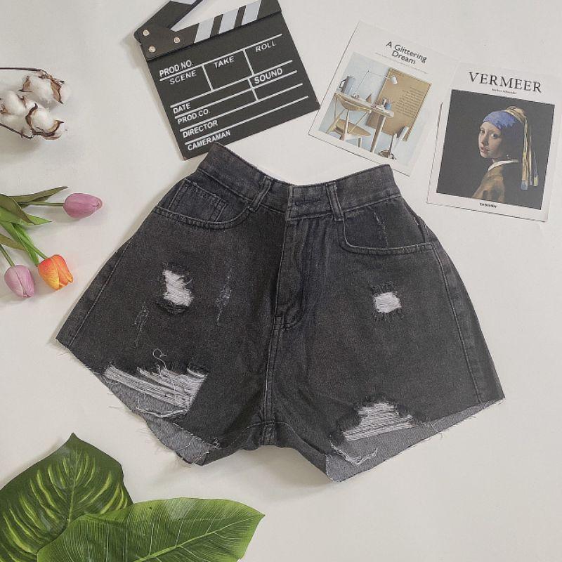 QUẦN SORT JEAN XÁM RÁCH BIGSIZE LƯNG CAO MÃ 1013