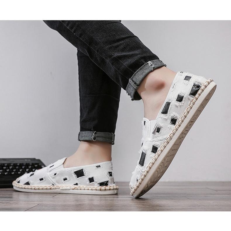 Slip on - Giày lười vải nam chất liệu bò rách thoáng khí, đế cao su chống trơn trượt - Mã SP 2927