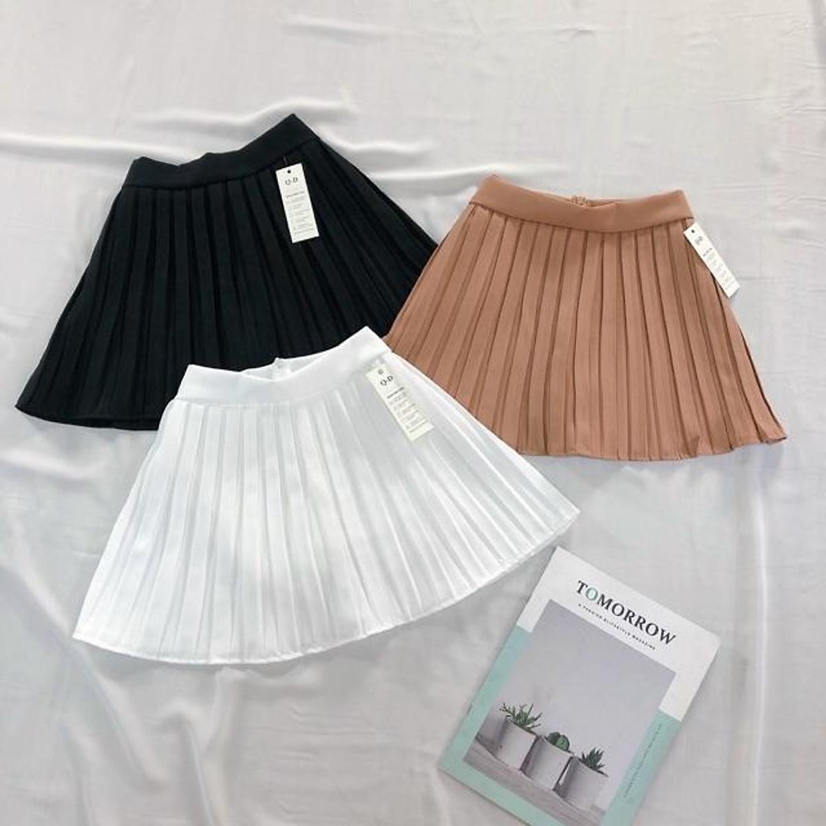 Chân váy dập ly dây kéo sau 2 lớp aloha