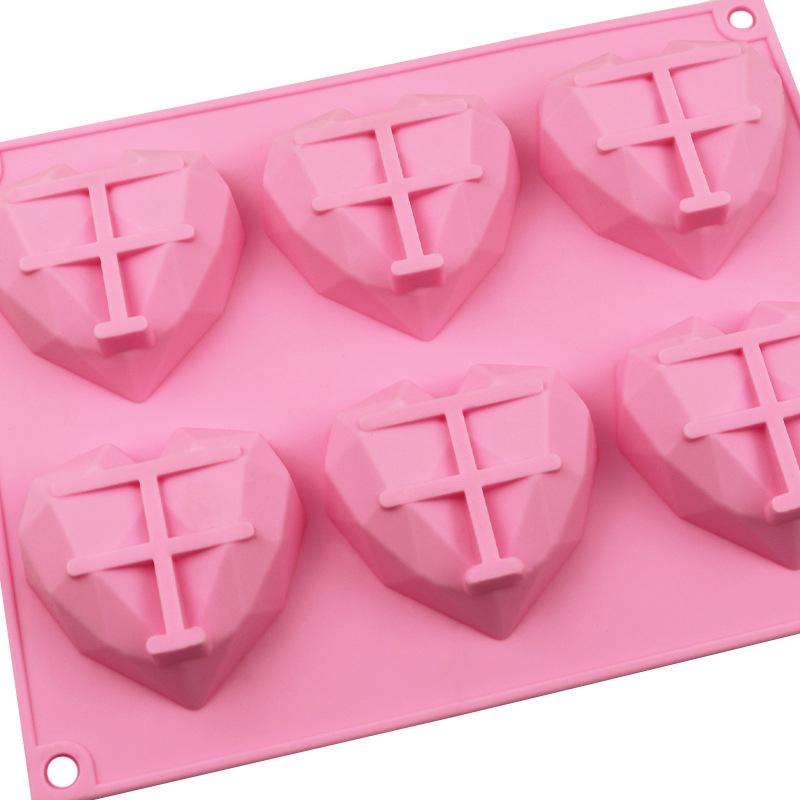 Diamond Chocolate Cake Silicone Heart Shaped Mold Diy 3d Cupcake Mold