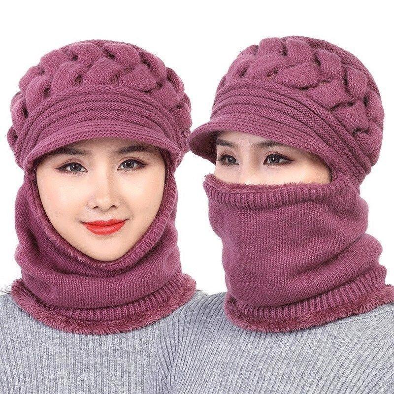Mũ len trung niên nữ lót nỉ dày ấm cho bà cho mẹ