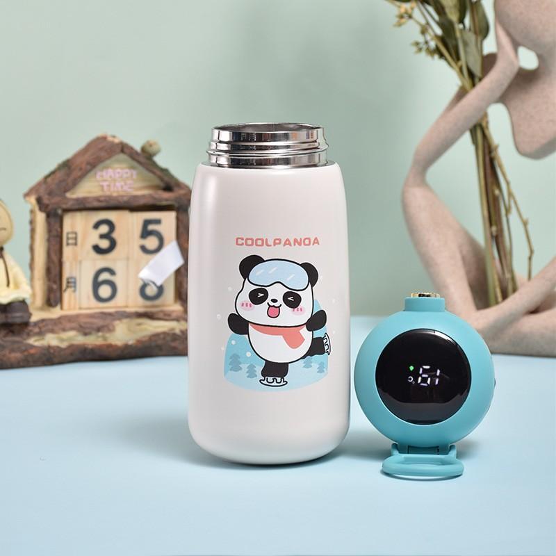 [GDSG235] Bình giữ nhiệt mini siêu cute COOL PANDA có ống hút silicon 420ml bình nước giữ nhiệt