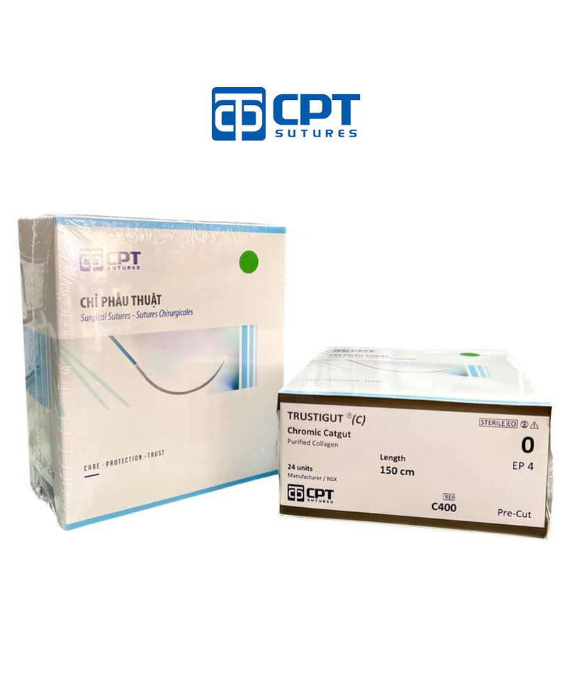 Chỉ phẫu tự tiêu tan chậm CPT Trustigut (C) Chromic Catgut số 0 - C400