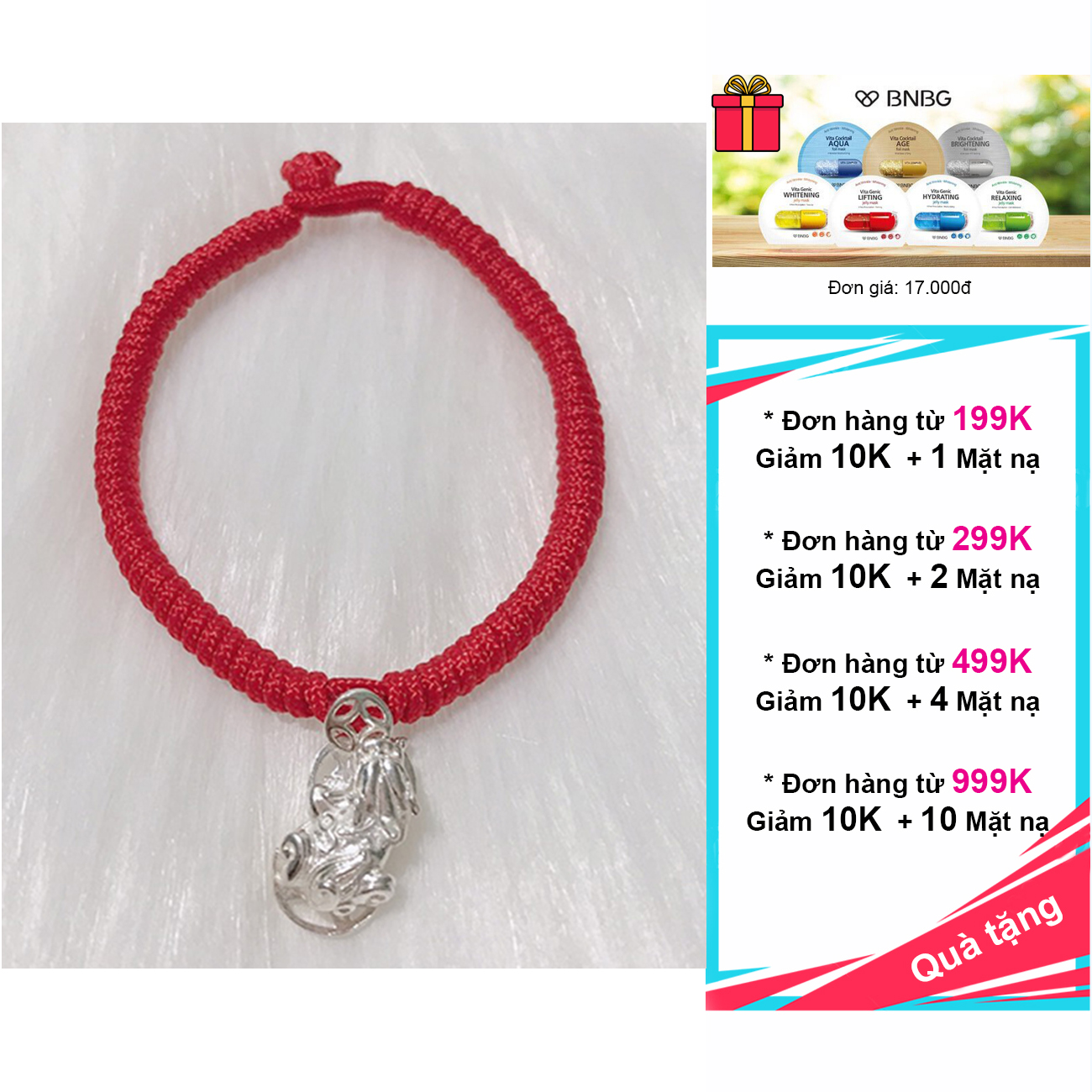 Vòng tay chỉ đỏ may mắn mix tỳ hưu bạc 925 cao cấp