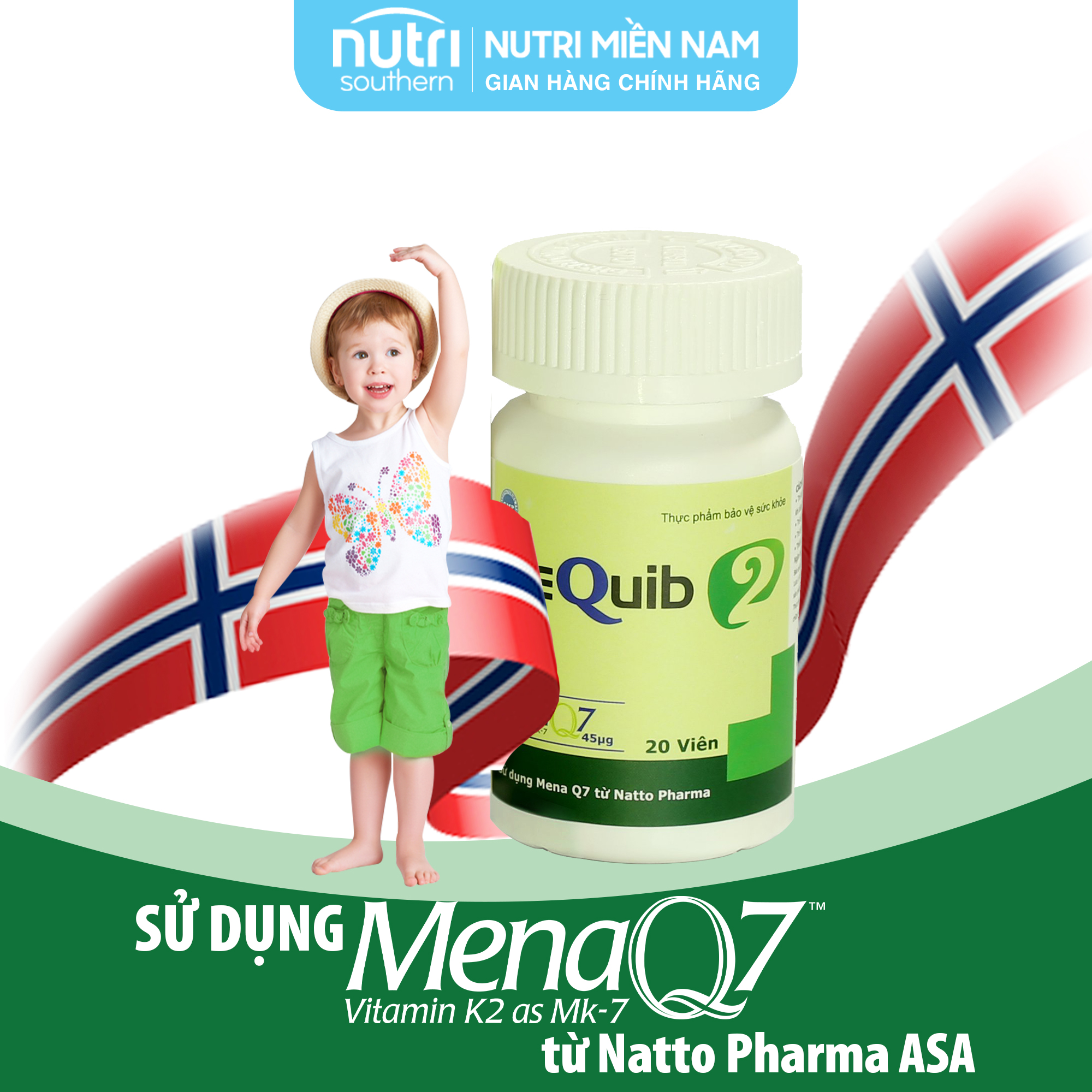 Viên ngậm Vitamin D3 K2 MK7 MenaQ7 và Canxi MEQUIB 2 - Giúp xương chắc khỏe, tăng cường phát triển chiều cao (hộp 20 viên)