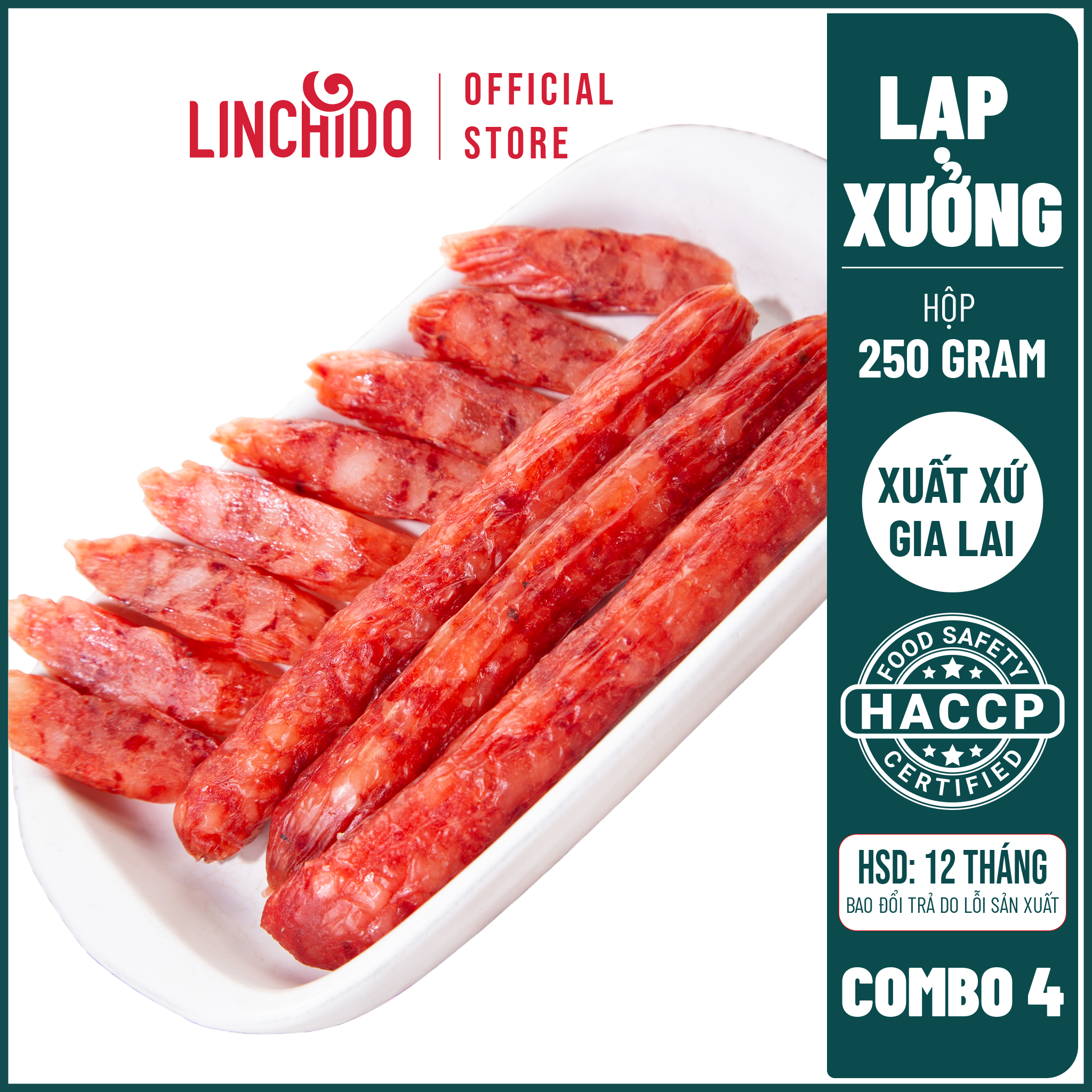 Combo 4 Hộp - Lạp xưởng thơm ngon đặc biệt - Hộp 250 Gram