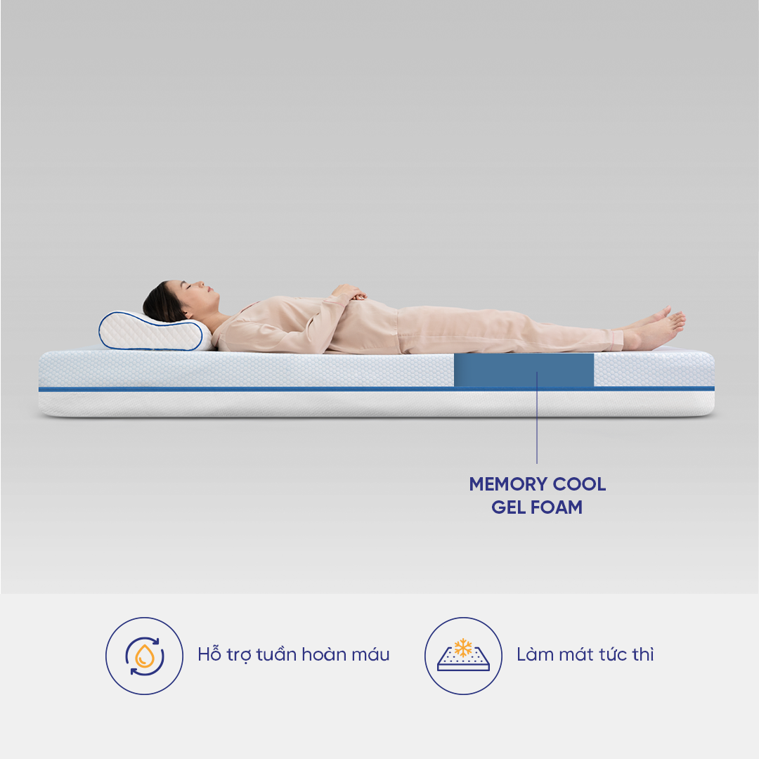 Nệm Foam cuộn hút chân không cao cấp Amando Casa - Cool gel memory foam - Êm ái, thoáng mát, điều hoà thân nhiệt