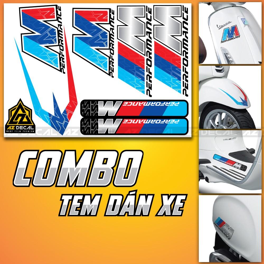 Combo Bộ Tem Dán Xe M Performance | Dán Mọi Loại Xe Chất Liệu PVC | Bộ Tem Dán Đa Vị Trí