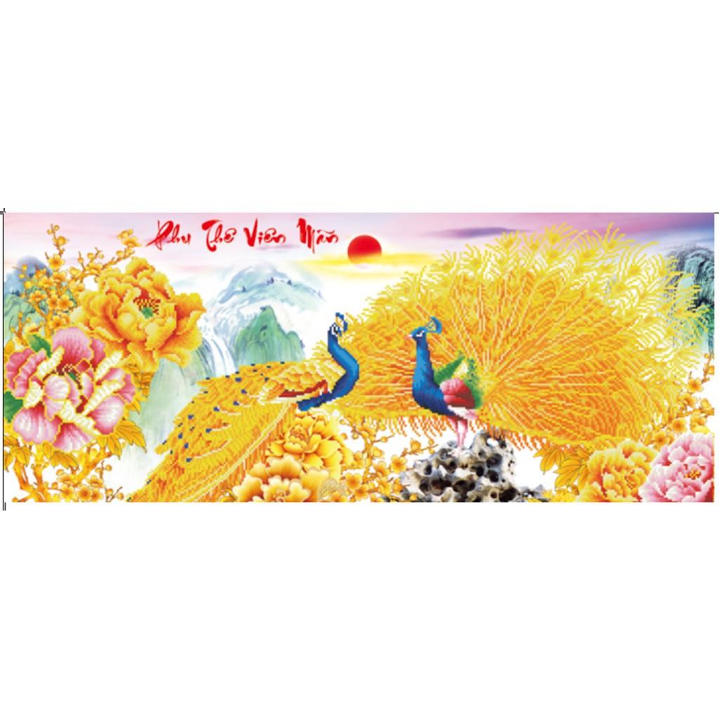 Tranh thêu chữ thập phu thê viên mãn -X8013