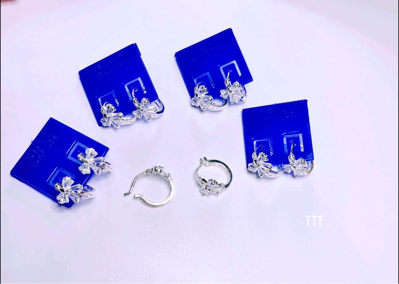 Bông tai nơ đá chất liệu bạc s925 MS05a