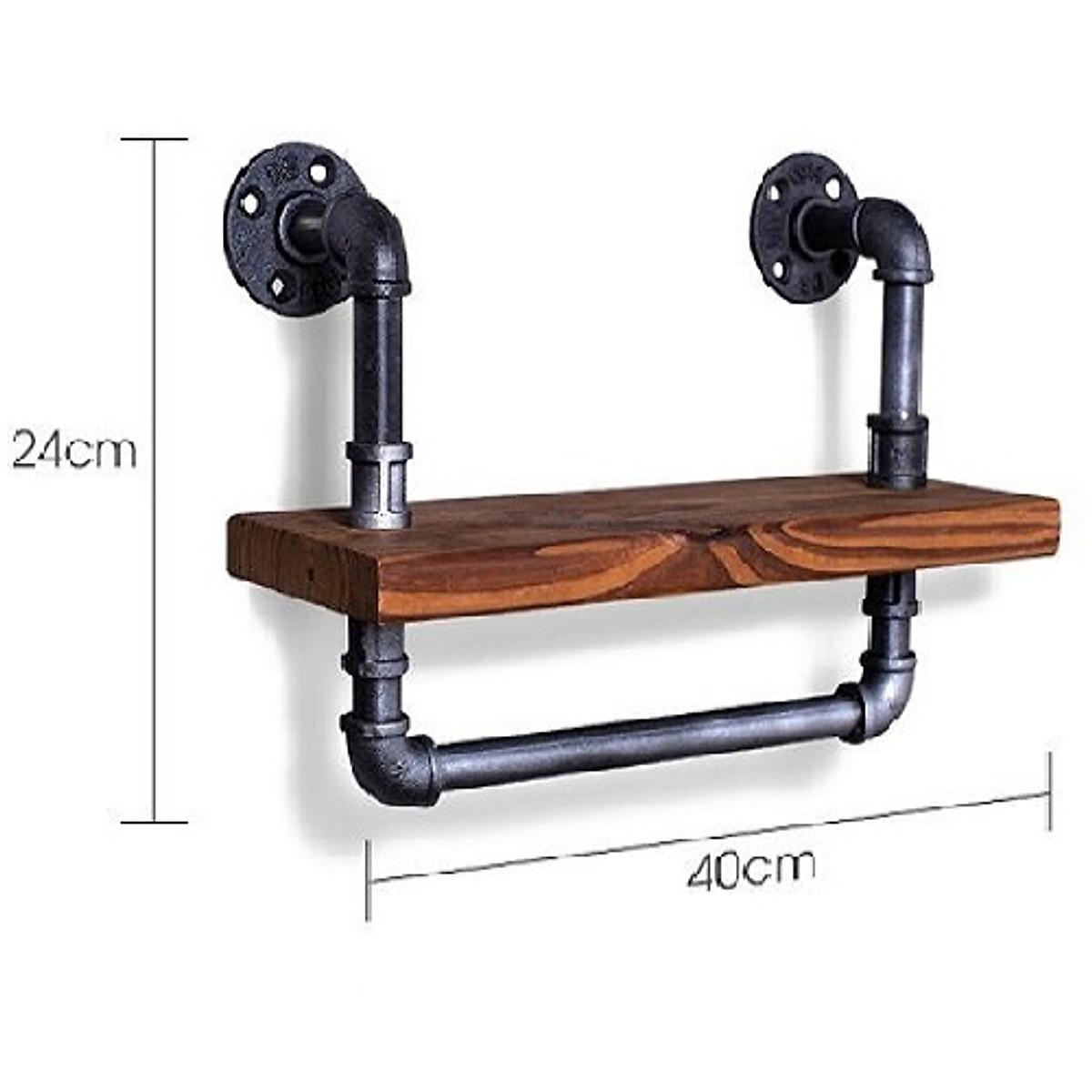 Kệ ống nước Kệ gắn tường kiêm giá treo đồ chất liệu ống sắt decor vintage trang trí phòng đẹp, độc, lạ