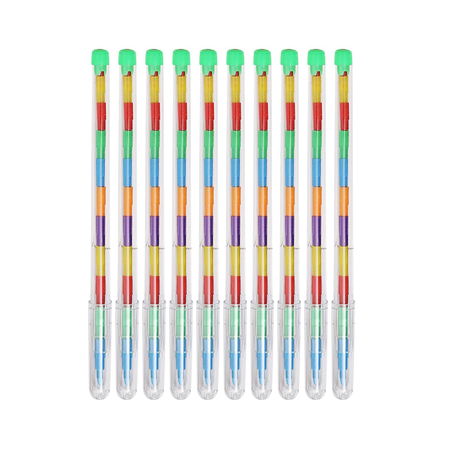 10 Pieces Rainbow Pencils Stackable Crayons for Kids Stacking Crayons Buildable Crayons Party Favors for School Supplies