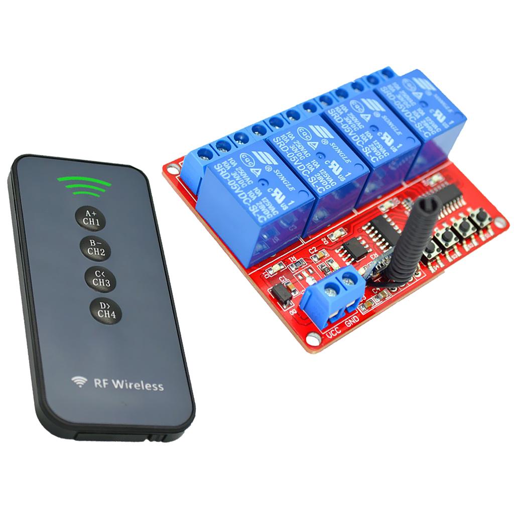 5V 4-Channel 433M 4-Button RF 30m Remote Control Switch + Receiver Module