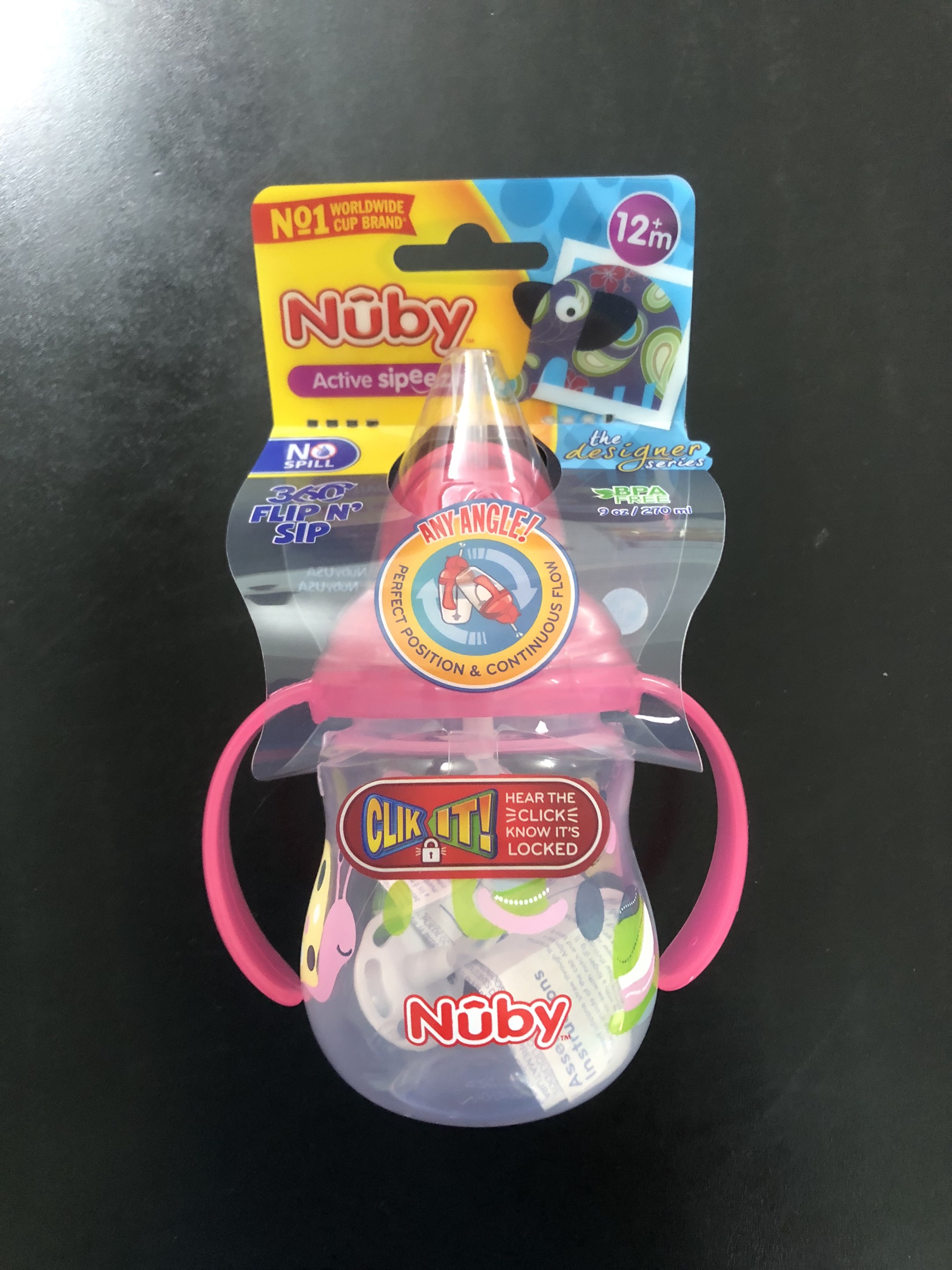 [ 10324-Nuby ] Bình uống nước 270ml, có ống hút làm bằng Silicone, vòi hút 360 độ