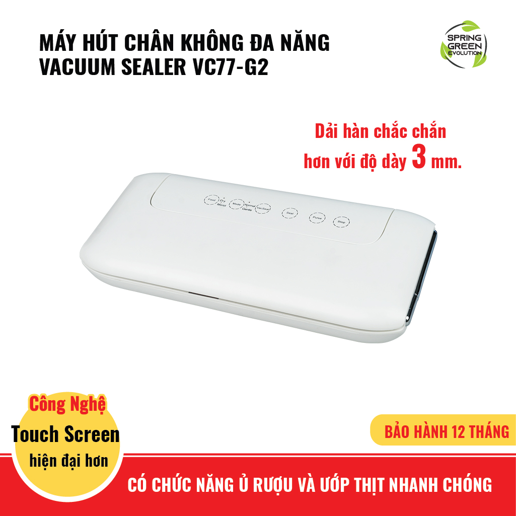 Máy Hút Chân Không Đa Năng Vacuum Sealer VC77-G2. Máy Còn Có Chức Năng Ủ Rượu Và Ướp Thịt Nhanh Chóng, Rất Thích Hợp Cho Người Nội Trợ. Hàng Chính Hãng SGE Thái Lan