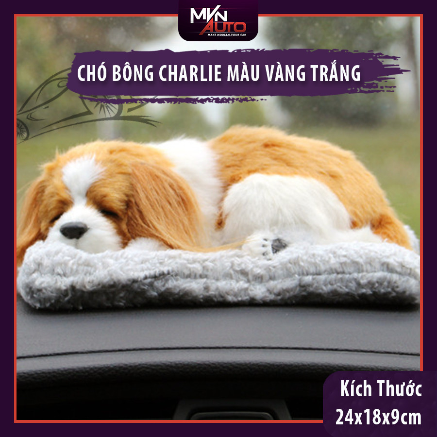 Chó Bông Than Hoạt Tính Nano Khử Mùi Ô Tô - Màu Vàng Trắng - Size Lớn 24x18x9cm