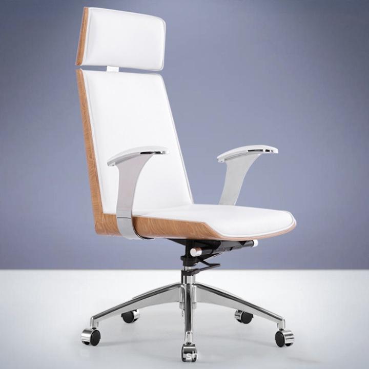 Ghế xoay văn phòng bọc da bò lưng ốp gỗ óc cho cao cấp, ghế giám đốc HP064 chân xoay ngã lưng sâu