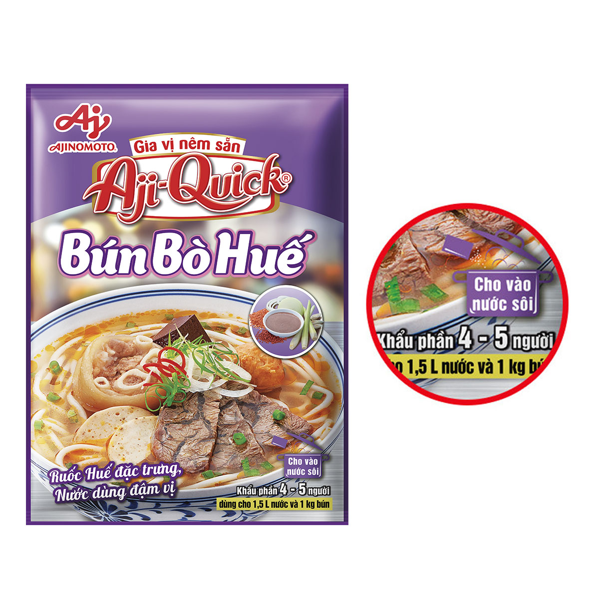 Combo 6 Gói Gia Vị Nêm Sẵn Aji-Quick® Bún Bò Huế 59g/Gói