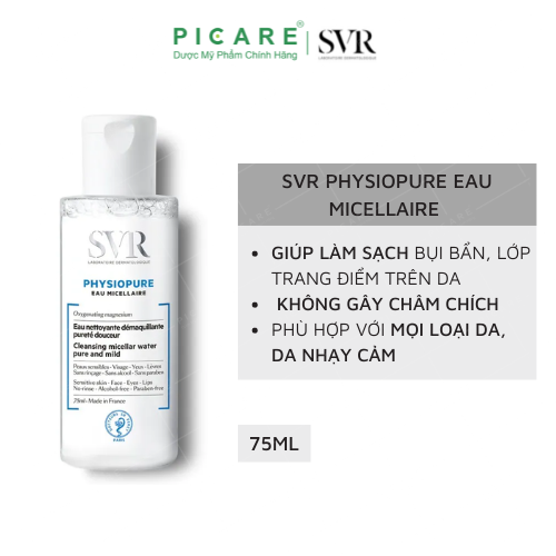 Nước Tẩy Trang Dành Cho Da Nhạy Cảm SVR Physiopure Eau Micellaire 75ml