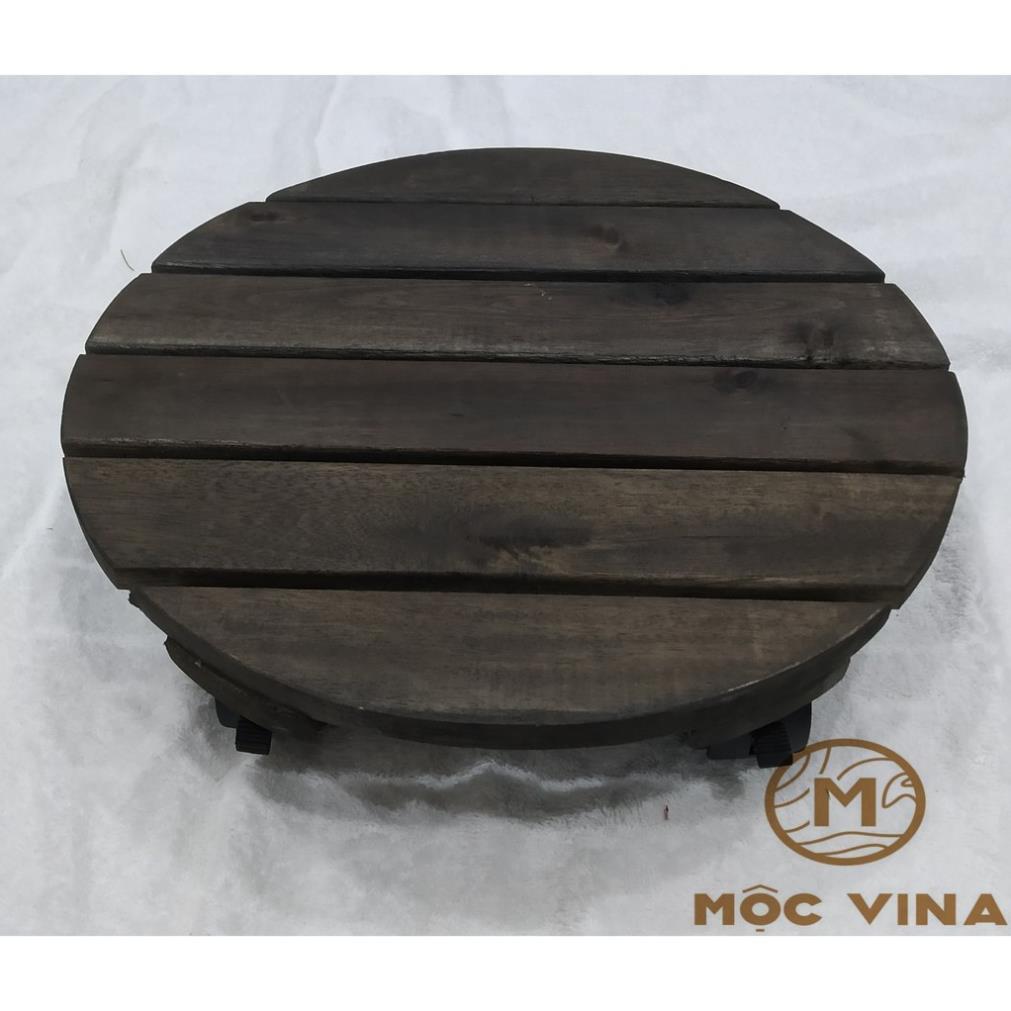 (Bộ 2) Đế Lót Tròn Nâng Chậu Cây Chậu Hoa Di Động Có Bánh Xe Màu Đen Đường Kính 30 cm Mộc Vina