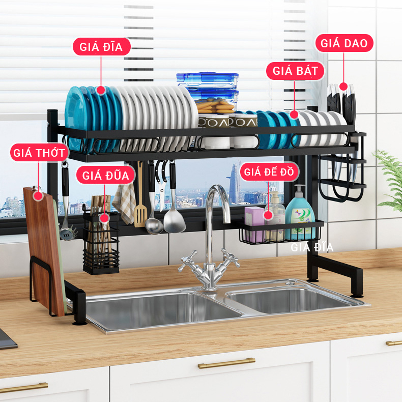 Dài 125cm kệ chén bát đa năng trên bồn rửa