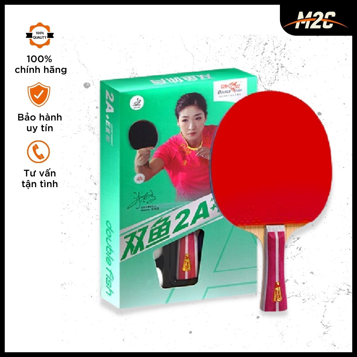 Vợt Bóng Bàn Double Fish 2AC Kèm 2 bóng Đạt Chuẩn Chất Lượng