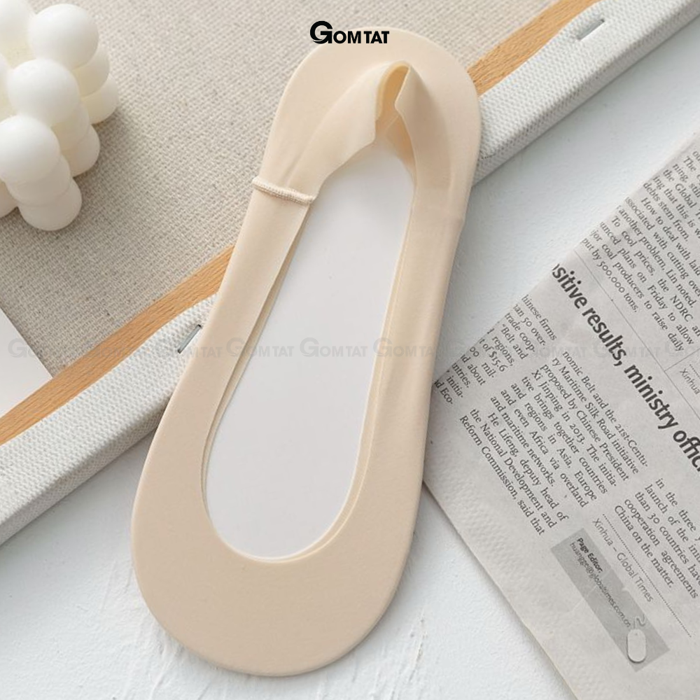Tất nữ búp bê cao cấp có đệm cao su chống tuột gót, vớ nữ mang giày lười mềm mại thoáng mát - PO-BUPBE-LUA-3009-1DOI