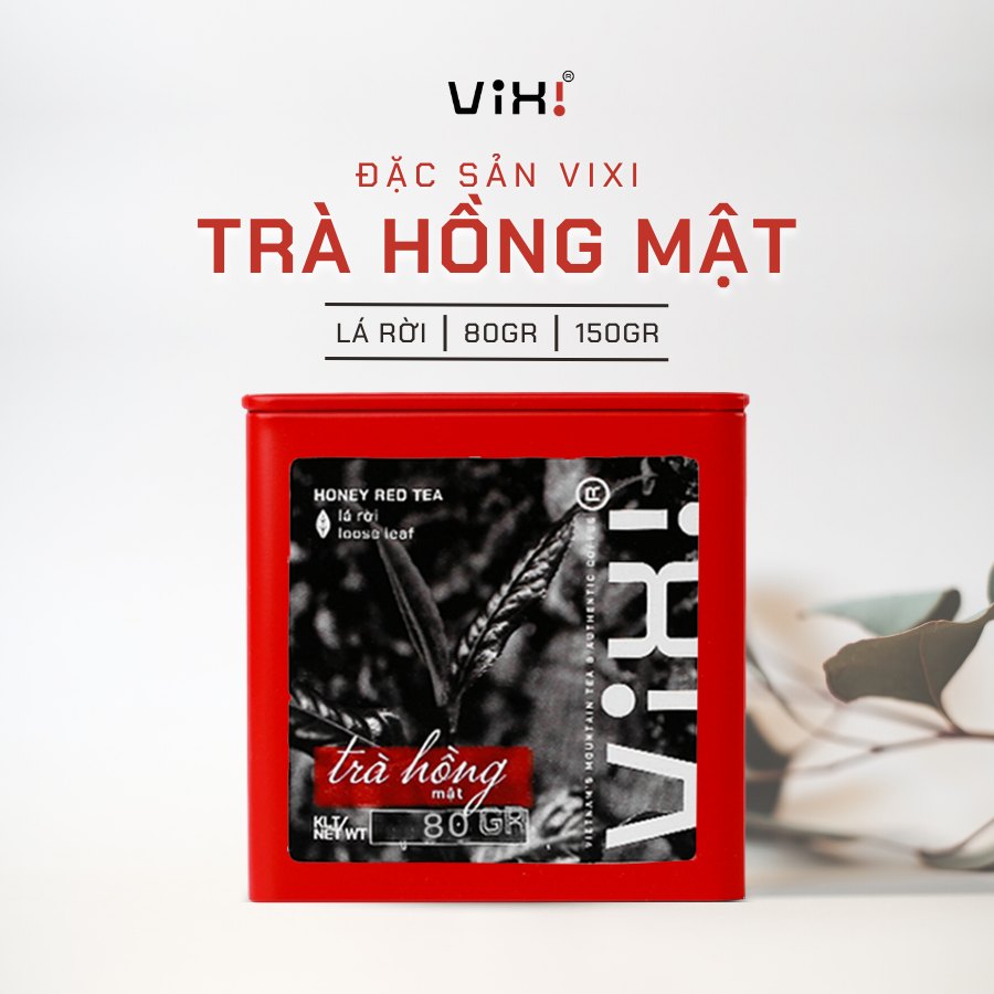 Trà hồng mật shan tuyết cổ thụ lá rời Vixi loại 1 búp 2 lá hộp 80 - 150gr